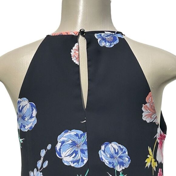 Candies Swing Mini Dress Women's Small Multicolor Floral Keyhole Halter Pleated - Picture 5 of 11